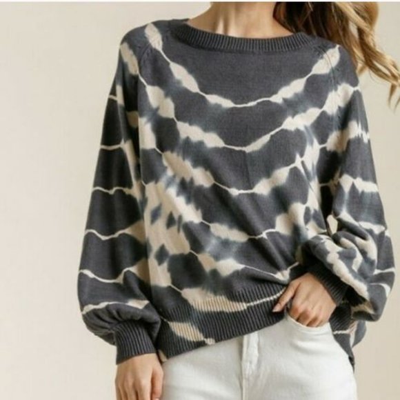 Umgee Sweaters - Umgee Tie Dye Balloon Sleeve Sweater